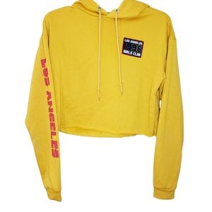Charlotte Russe yellow Los Angeles cropped hoodie